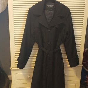Fleet Street LTD Black Trench Coat  Rn 50411 size Large